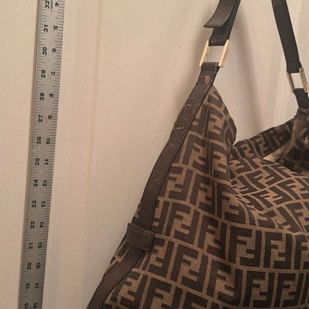 Fendi ZUCCA LARGE Hobo in Tobacco Tan and Black Logo Tote. - Picture 6 of 12